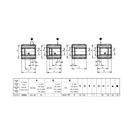 LUVA SAE-BB 15T 16/32DP PARA MULTIPLICADOR GR.4 93001 (35504)