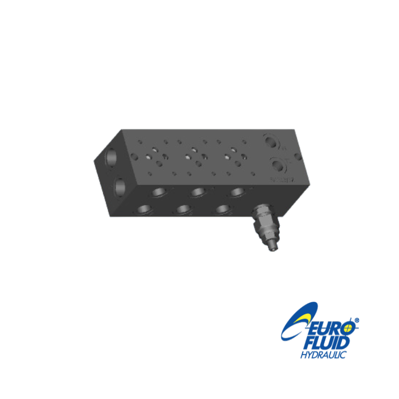 BLOQUE NG6 SERIE EMS213/4X3F CON VÁLVULA (100-350BAR) A.B 3/8" P.T 1/2" - LADOS