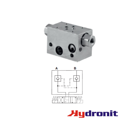 CETOP 3 MANIFOLD WITH PILOTED CHECK VALVE ON A B