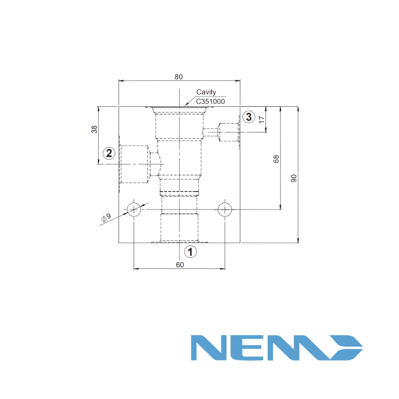 STANDARD BODY FOR LINE MOUNTING CAV 16-3S G3/4 + G1/4 STEEL