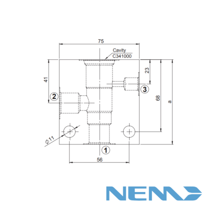 STANDARD BODY FOR LINE MOUNTING CAV 12-3S G3/4 + G1/4 STEEL