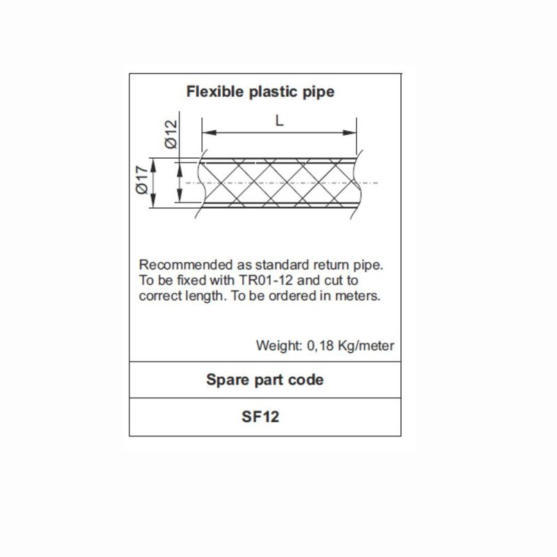 Tubo plástico flexível 12 mm para retorno