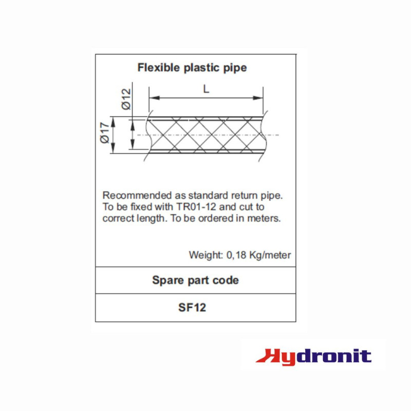 TUYAU EN PLASTIQUE FLEXIBLE 12MM POUR LIGNE DE RETOUR