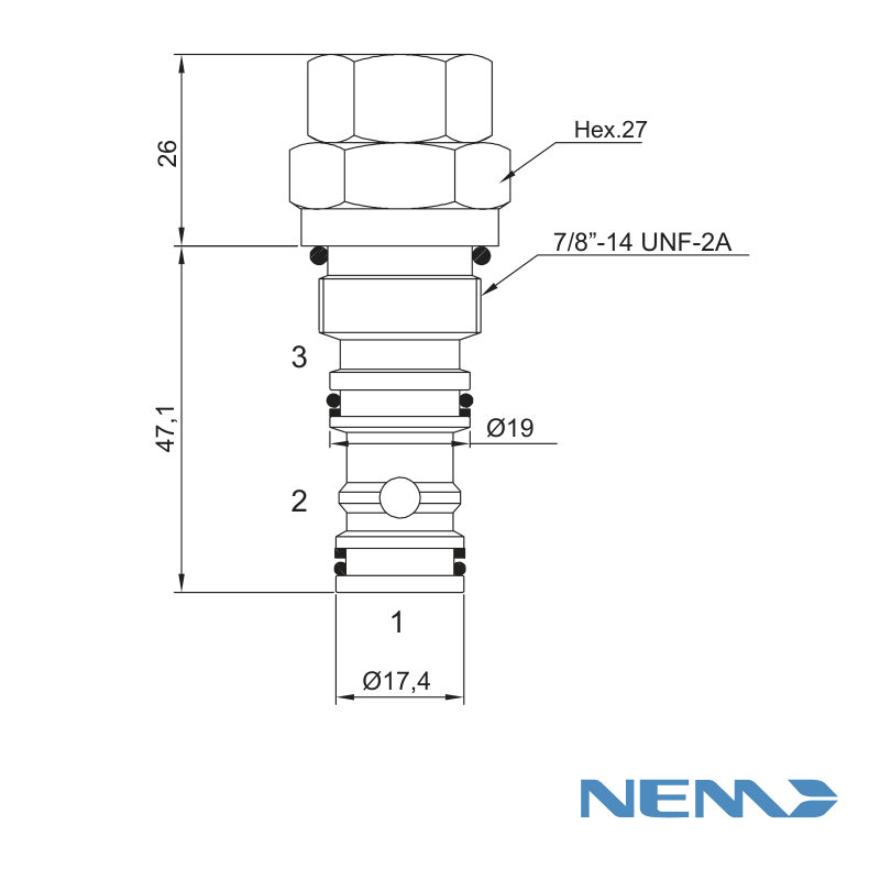 NEM cartridge logic element | Hidro Orfão