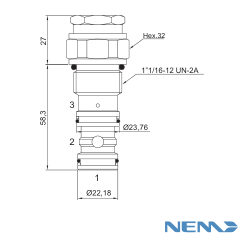 2 WAY NORMALLY CLOSED LOGIC ELEMENT 150L/MIN 5 BAR CAV 12-3S