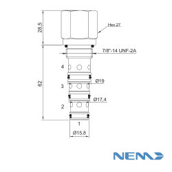 NEM 4-way pressure compensator (cartridge)