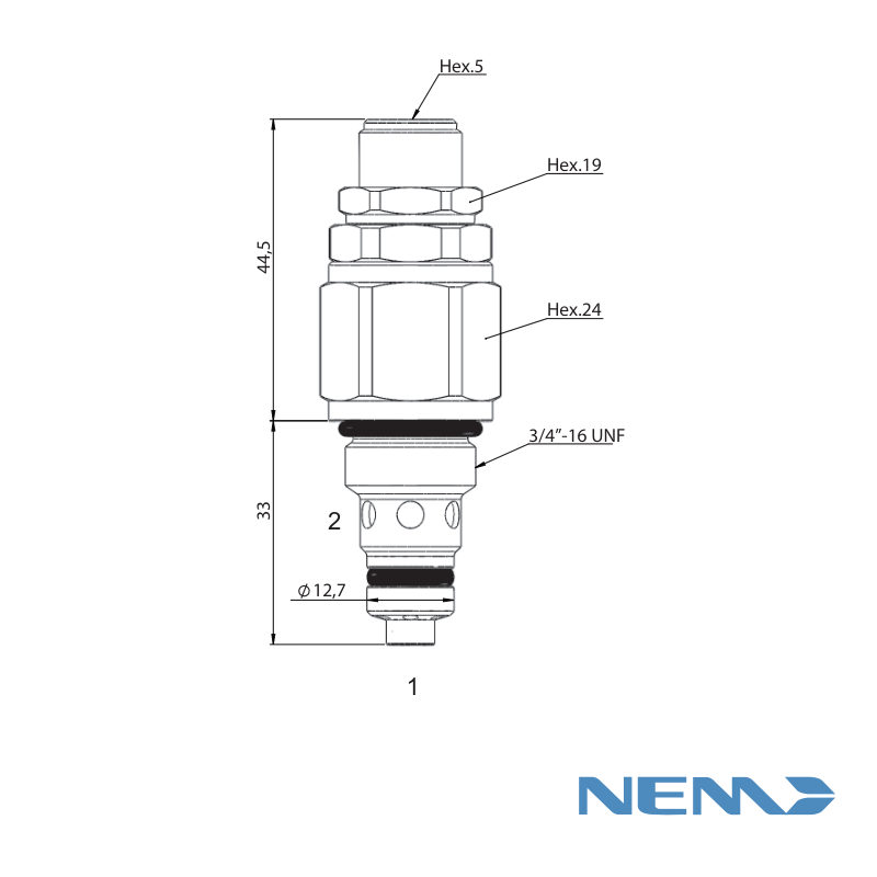 DIRECT ACTING RELIEF VALVE CAV 08-2 (50-120 BAR)