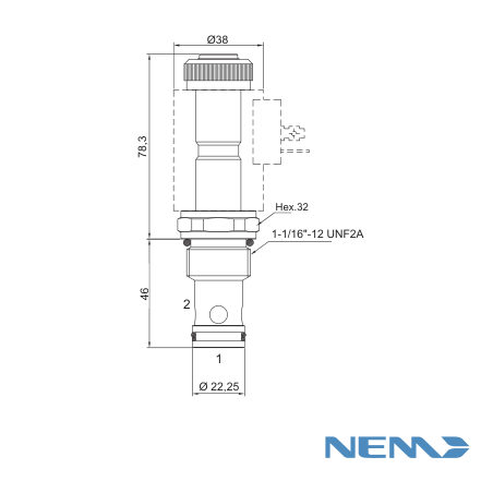 2/2 ELECTRIC POPPET VALVE. PILOT OPERATED NC 150L/MIN 350BAR CAV 12-2