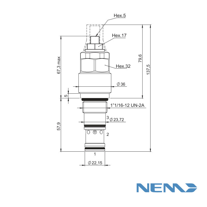 NOT COMPENSATED COUNTERBALANCE VALVE 1:5 CAV12-3S (230-410BAR)