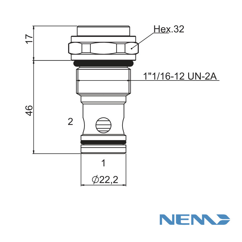 CHECK VALVE CAV12-2 SPRING 5 BAR