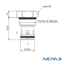 CHECK VALVE CAV16-2 SPRING 5 BAR