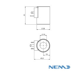 BOBINE (COIL) 100%ED (09801) 24VDC 19X51MM 24W
