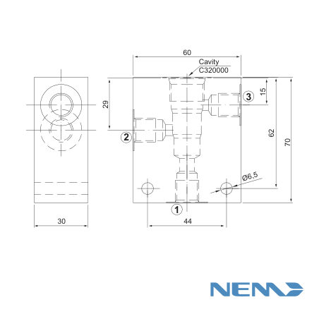 CUERPO ESTÁNDAR PARA MONTAJE EN LÍNEA CAV 08-3 G3/8 ACERO