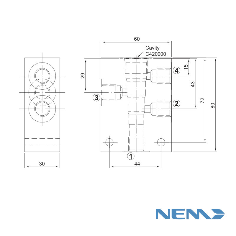 STANDARD BODY FOR LINE MOUNTING CAV 08-4 G3/8 STEEL