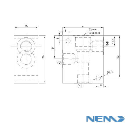 STANDARD BODY FOR LINE MOUNTING CAV 10-3 G1/2 STEEL