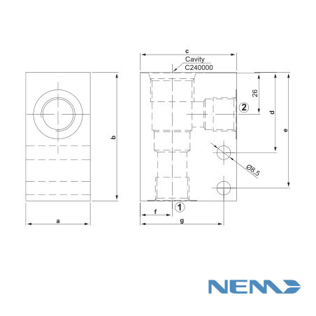 STANDARD BODY FOR LINE MOUNTING CAV 12-2 G3/4 STEEL