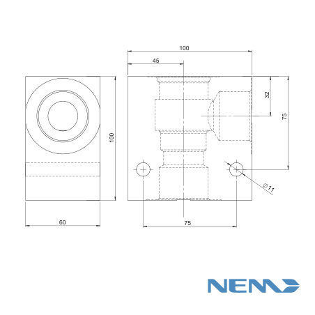 STANDARD BODY FOR LINE MOUNTING CAV 20-2 G1.1/4 STEEL