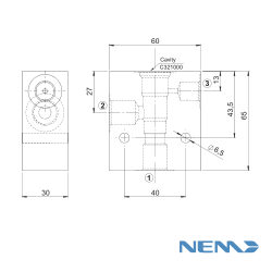STANDARD BODY FOR LINE MOUNTING CAV 08-3S G3/8 + G1/4 STEEL