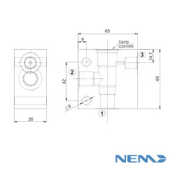 STANDARD BODY FOR LINE MOUNTING CAV 10-3S G3/8 + G1/4 STEEL