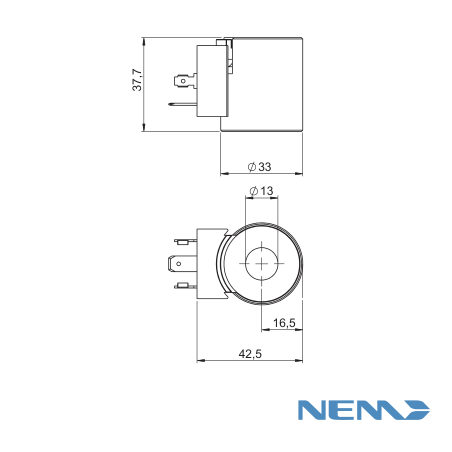 COIL 100%ED (09400) 12VDC 13X37.7MM 20.5W