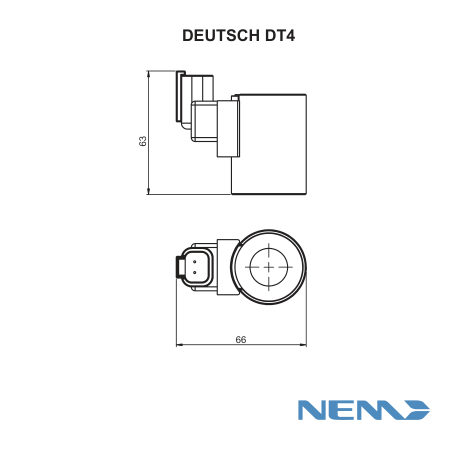 BOBINE (COIL DEUTSCH-DT4) 100%ED (09801) 12VDC 19x51mm 24W