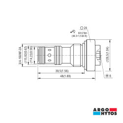 Válvula kick-down Argo-Hytos SH1F-A3/L020-A, cartucho CAV 8-3 (2 bar)