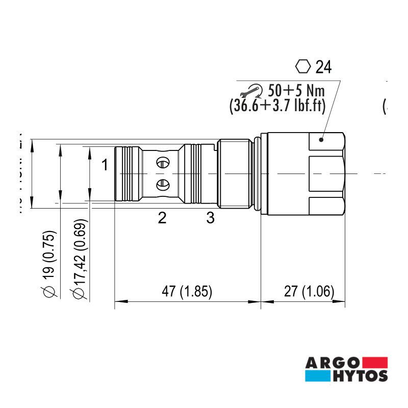 Elemento lógico Argo-Hytos SL2 normalmente fechado (cartucho)