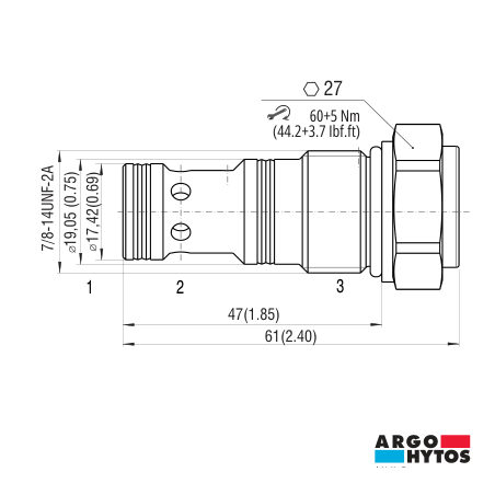ARGO-HYTOS OVERCENTRE AND PILOT CHECK CARTRIDGE VALVE