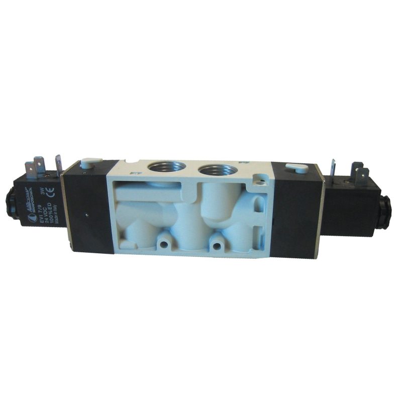 Electroválvula 5/2 biestable G1/2 Aircomp 1304155002, línea 130, cuerpo metálico, sin bobinas