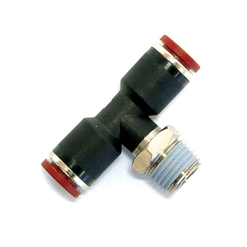 Tê central macho push-in Aircomp Ø8 mm x R1/8 cónica, Linha 301