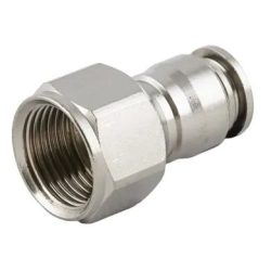 Lote de 19 uds. - Racor instantáneo recto hembra G 1/4" para tubo Ø8 mm, metálico con juntas FKM (Aignep 40030V)