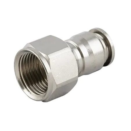 Lote de 19 un. - Ligação instantânea reta fêmea G 1/4" para tubo Ø8 mm, metálica com vedantes FKM (Aignep 40030V)