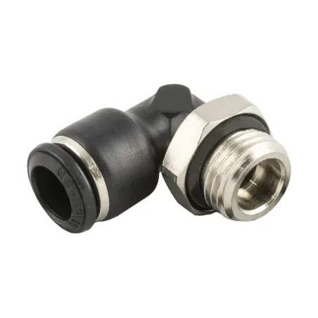Pack of 6 pcs - Swivel push-in elbow, parallel male M5 for Ø6 mm tube, technopolymer (Aignep 55116)