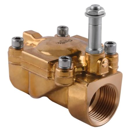 Électrovanne servo-assistée 2/2 NF G 1/2" Ø12 mm, corps laiton, joints NBR, avec commande manuelle, sans bobine (Aignep…