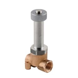 2/2 NO (normally open) direct acting solenoid valve G 1/4" Ø4 mm, brass body, FKM seals, Ø13 mm operator, without coil (A