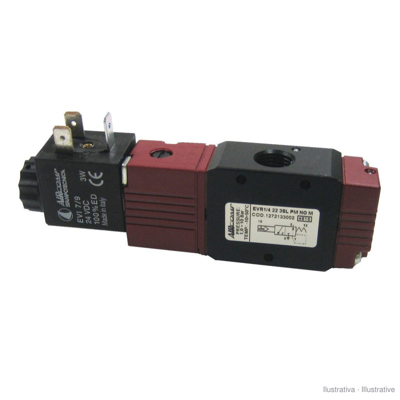 Aircomp 1272133002 3/2 NO G1/4 solenoid valve, line 127, metal body, without coil