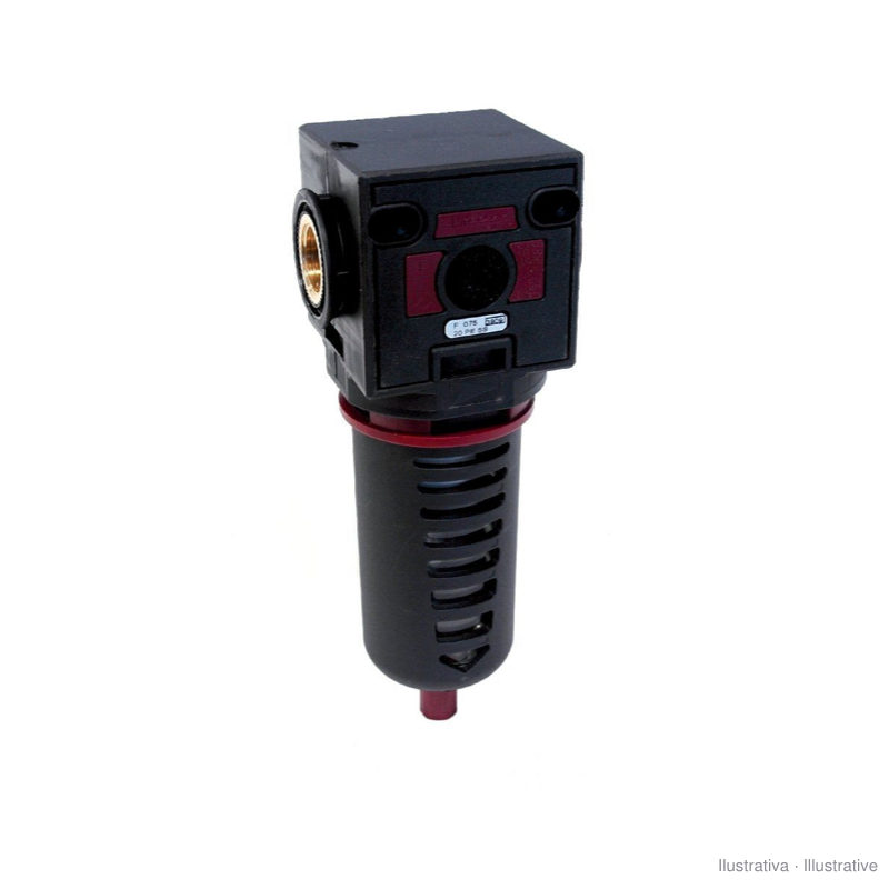 Filtro G1/2 Aircomp Linha 075, 20 µm, copo com proteção, purga semiautomática (F 1/2 075 20 PE SS)