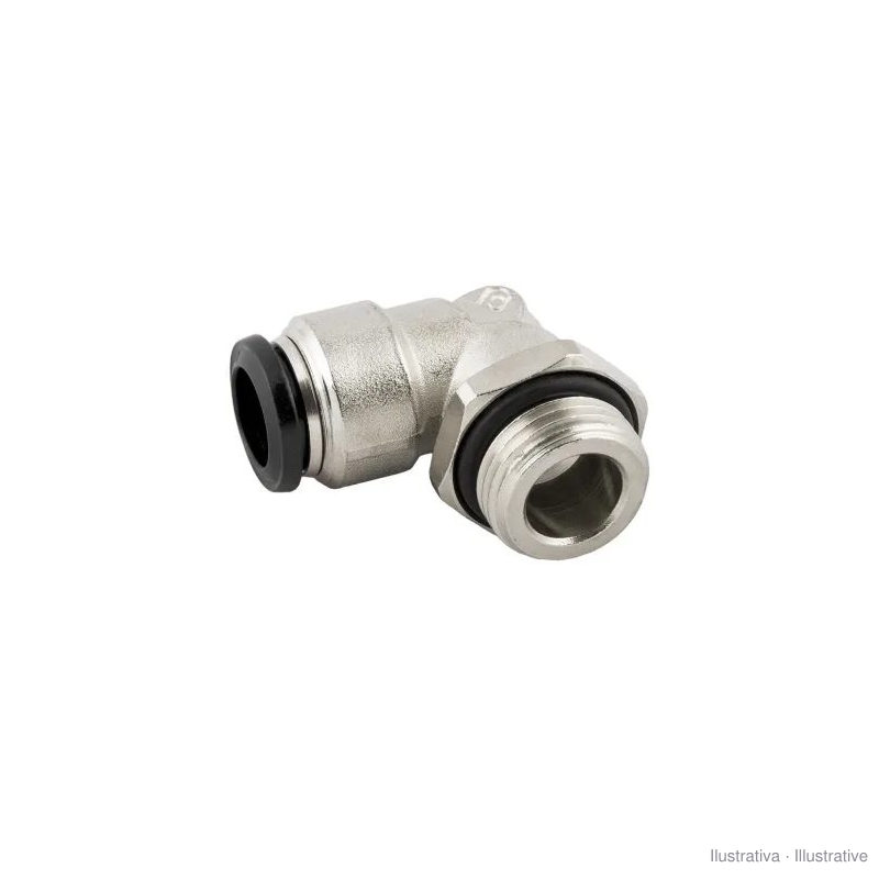 Swivel push-in elbow, parallel male, nickel-plated brass (Aignep 50116)