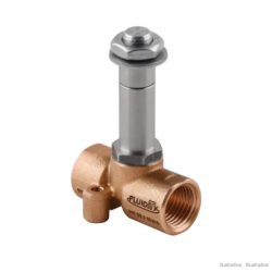 2/2 NC direct acting solenoid valve G 1/4" Ø2 mm, brass body, FKM seals, Ø10 mm operator, without coil (Aignep Fluidity 01F)