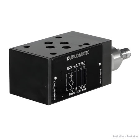 Retenção com restritor na linha P, modular NG6 (CETOP 3) Duplomatic MVR-RS/P/50