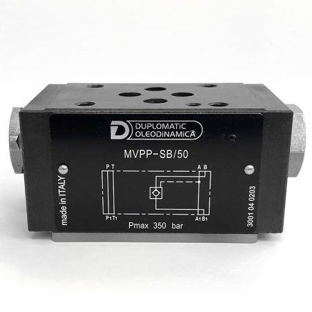 Clapet piloté modulaire NG6 (CETOP 3) Duplomatic MVPP-SB, sur la ligne B