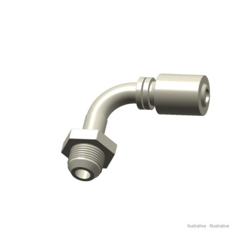 Male JIC 90° long 7/8" hose fitting for 1/2" hose