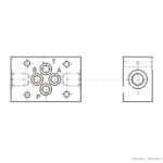 Placa sándwich Eurofluid EB30314 NG6 (CETOP 3) con tomas A-B