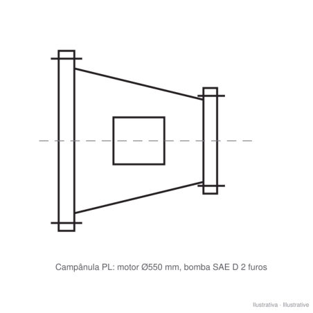 Lanterne KTR PL 550/8/17 pour moteur à bride de 550 mm et pompe SAE D 2 trous (Linde HPR 135-02)